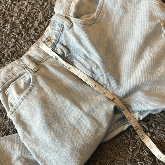 We The Free Tinsley Baggy High Rise Straight Leg Light Blue Distressed Jeans 27 - Picture 9 of 11